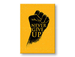 Moderan slika na platnu s motivom Never give up, motivacioni citat u crno-žutih nijansama, snaga, pogodan za kancelarije | Motivacioni slika za zid Never give up – glavna