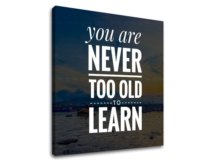 Moderan slika s motivom You are never too old, okean, planine u bijelih nijansama | Motivacioni slika za zid You are never too old, priroda i mudrost – pregled