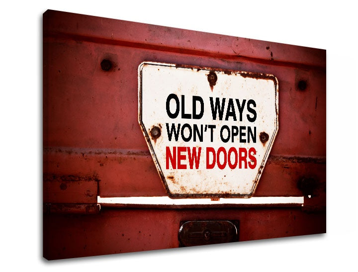 Industrijski slika s motivom Old ways, motivacioni citat u bijelo-crvenih nijansama | Motivacioni slika za zid Old ways_001 – pregled