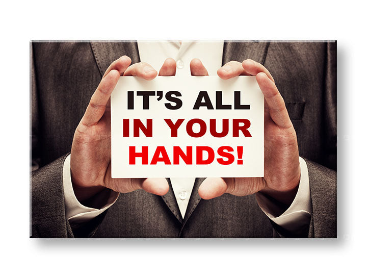 Art deko slika na platnu s motivom Its all in your hands, motivacioni citat u bijelo-crvenih nijansama, pogodan za kancelarije | Motivacioni slika za zid Its all in your hands_001 – glavna