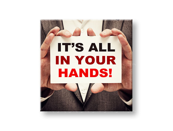 Art deko slika na platnu s motivom Its all in your hands, motivacioni citat u crveno-crnih nijansama | Motivacioni slika za zid Its all in your hands_002 – glavna
