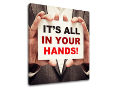 Art deko slika na platnu s motivom Its all in your hands, motivacioni citat u crveno-crnih nijansama | Motivacioni slika za zid Its all in your hands_002 – proizvod