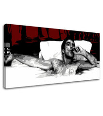 Pop art slika na platnu s motivom Tony Montana s cigarou v bazéne u bijelo-crvenih nijansama, samoća | Najveći mafiáni na platnu Scarface - Tony Montana s cigarou v bazéne – proizvod, pogled 2