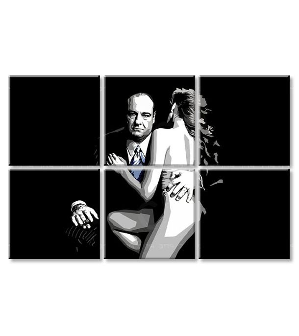 Pop art slika na platnu s motivom Sopranos - Tony Soprano s nahou ženou u bijelo-crnih nijansama, dramatična atmosfera, kriminalna drama i ljubav – proizvod, pogled 3