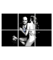 Pop art slika na platnu s motivom Sopranos - Tony Soprano s nahou ženou u bijelo-crnih nijansama, dramatična atmosfera, kriminalna drama i ljubav – proizvod, pogled 3