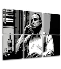 Pop art slika na platnu s motivom The Godfather - Vito Corleone s flašom škótskej, cigara, flaša u bijelo-crnih nijansama, melanholična atmosfera – proizvod, pogled 2