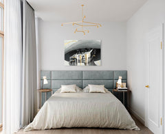 Pop art slika na platnu s motivom PREMIUM ART – Žena v klobúku, priroda u sivo-zlatnih nijansama, stilska atmosfera, ljepota i tajna, pogodan za spavaće sobe – proizvod