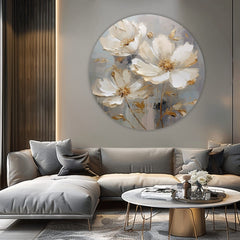 Ručno slikan slika na platnu s motivom Cvijeće v plesových šatách, cvijeće, pejzaž, priroda u bijelo-bežih nijansama, elegantna atmosfera, pogodan za kuhinje – proizvod