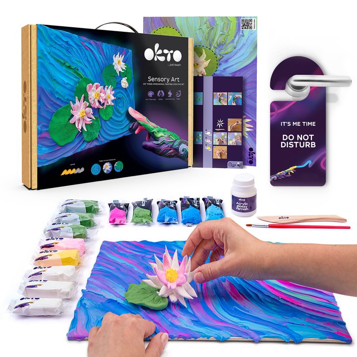 Moderan slika na platnu u plavo-ružičastih nijansama, mirna atmosfera, priroda i unutarnji mir | OKTO kreativna 3D set “VODENI LJILJANI” 30 x 40 cm – proizvod