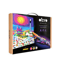 Moderan slika na platnu s motivom svetionik, zamak, plaža, sunce u ljubičasto-plavih nijansama, razigrana atmosfera, kreativnost | OKTO kreativna 3D set "Park Guell v Barcelone" 30 x 40 cm – glavna