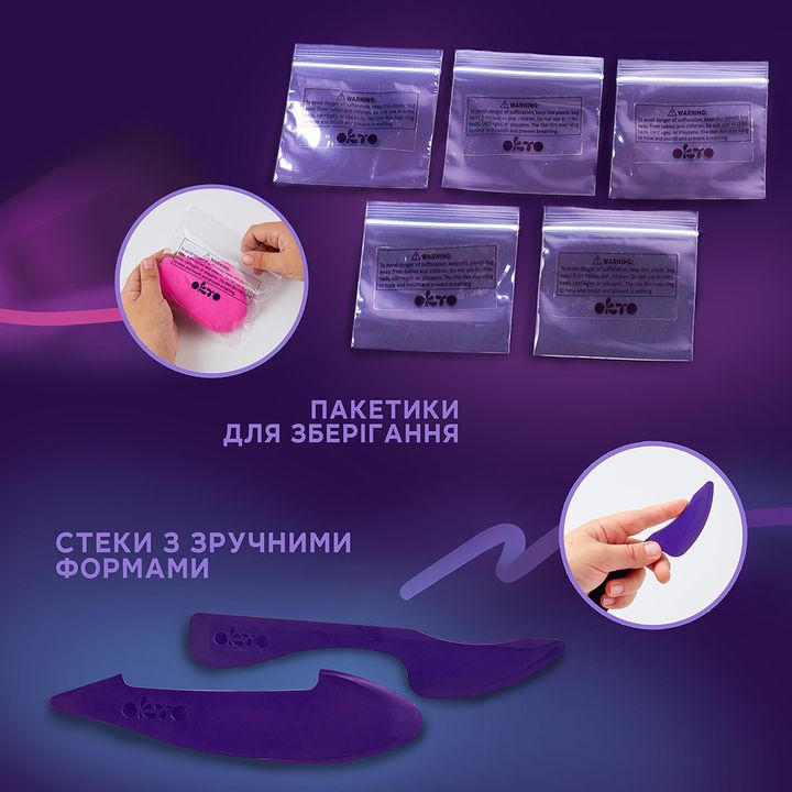 Moderan slika na platnu u ljubičasto-bijelih nijansama, razigrana atmosfera, kreativnost | OKTO kreativna set samotvrdnúcej hmoty 24 pastelových odtieňov – proizvod, pogled 3