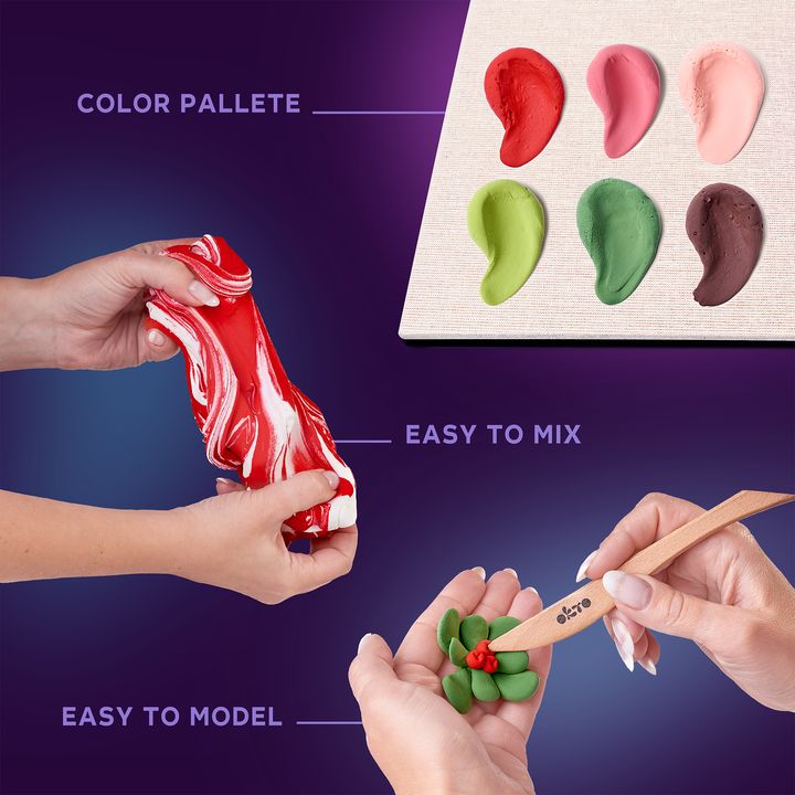 Moderan slika na platnu u ljubičasto-crvenih nijansama, vesela atmosfera, priroda i kreativnost | OKTO set za modeliranje sukulenata 21 x 21 cm ŽELJA – proizvod, pogled 4