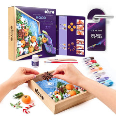 Moderan slika na platnu u ljubičasto-zelenih nijansama, svečana atmosfera, priroda | OKTO za modeliranje set v drvenom ramu 21 x 21 cm Radosť – proizvod