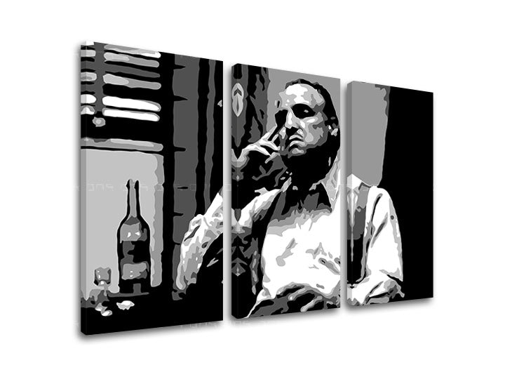 Pop art slika na platnu s motivom Marlon Brando, cigara, flaša, priroda u bijelo-sivih nijansama, dramatična atmosfera, filmski svijet i snaga i moć – proizvod, pogled 2