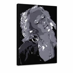Ručno oslikana POP Art Christina Aguilera 1 komad ca – 3D vizualizacija ručno oslikanog platna na bijeloj pozadini. Dominantne boje: crna, siva, bijela.