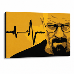 Ručno oslikana POP Art slika BREAKING BAD 1 komad brb2 – 3D vizualizacija ručno oslikanog platna na bijeloj pozadini. Dominantne boje: žuta, crna, smeđa.
