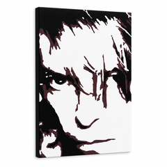Ručno oslikana POP Art slika David Bowie 1 komad db – 3D vizualizacija ručno oslikanog platna na bijeloj pozadini. Dominantne boje: crna, smeđa, bijela.