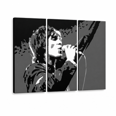 Ručno oslikana POP Art slika Ian Brown 3 dijela ib2 – 3D vizualizacija ručno oslikanog platna na bijeloj pozadini. Dominantne boje: crna, bijela, siva.
