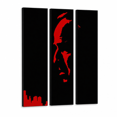 Ručno oslikana POP Art slika Marlon Brando 3 dijela gff – 3D vizualizacija ručno oslikanog platna na bijeloj pozadini. Dominantne boje: crna, crvena.