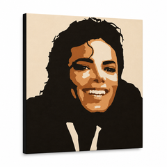 Ručno oslikana POP Art slika Michael Jackson 1 komad mj6 – 3D vizualizacija ručno oslikanog platna na bijeloj pozadini. Dominantne boje: smeđa, narandžasta, crna, bež.