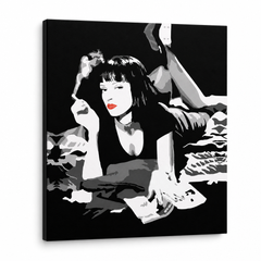 Ručno oslikana POP Art slika PULP FICTION 1 komad pulp6 – 3D vizualizacija ručno oslikanog platna na bijeloj pozadini. Dominantne boje: crna, bijela, crvena.