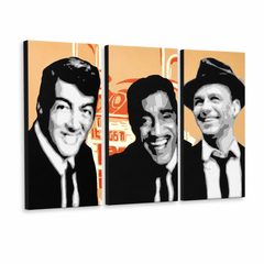 Ručno oslikana POP Art slika Štakorski paket od 3 dijela rp3 – 3D vizualizacija ručno oslikanog platna na bijeloj pozadini. Dominantne boje: crna, bijela, narandžasta.