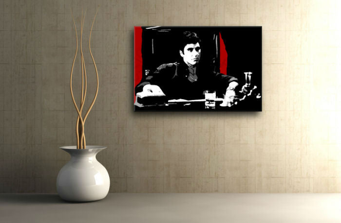 Ručno slikan slika na platnu s motivom AL PACINO u crno-bijelih nijansama, intenzivna atmosfera, filmski svijet i kriminalna drama | Ručno slikan POP Art slika AL PACINO – glavna