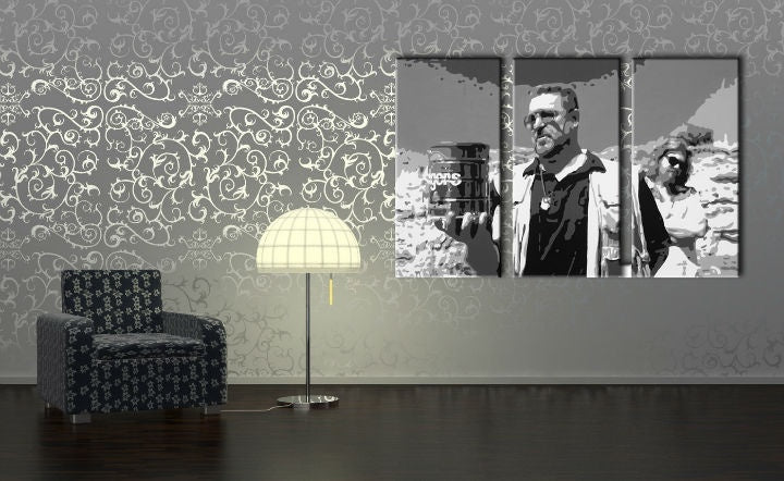 Pop art slika s motivom Big Lebowski u bijelo-sivih nijansama | Ručno slikan POP Art slika Big Lebowski, snaga i moć – pregled