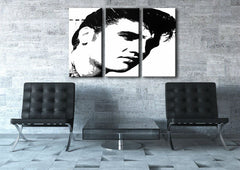 Ručno slikan slika na platnu s motivom ELVIS u crno-bijelih nijansama, odvažna atmosfera, rock and roll i muzička istorija | Ručno slikan POP Art slika ELVIS – glavna