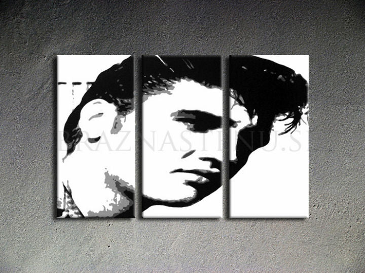 Ručno slikan slika na platnu s motivom ELVIS u crno-bijelih nijansama, odvažna atmosfera, rock and roll i muzička istorija | Ručno slikan POP Art slika ELVIS – proizvod