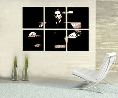 Ručno slikan slika na platnu s motivom GODFATHER u crno-bijelih nijansama, dramatična atmosfera, minimalizam | Ručno slikan POP Art slika GODFATHER – glavna
