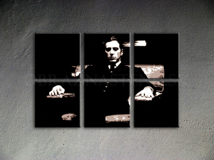 Ručno slikan slika na platnu s motivom GODFATHER u crno-bijelih nijansama, dramatična atmosfera, minimalizam | Ručno slikan POP Art slika GODFATHER – proizvod