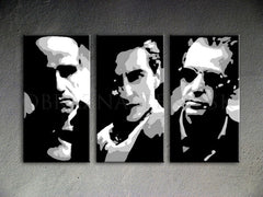 Ručno slikan slika na platnu s motivom GODFATHER u crno-bijelih nijansama, dramatična atmosfera, minimalizam | Ručno slikan POP Art slika GODFATHER – proizvod [YOBPPGOD2-120X80-24H]