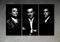 Ručno slikan slika na platnu s motivom Goodfellas, muškarac u odijelu u crno-bijelih nijansama, dramatična atmosfera, tajna | Ručno slikan POP Art slika Goodfellas – proizvod