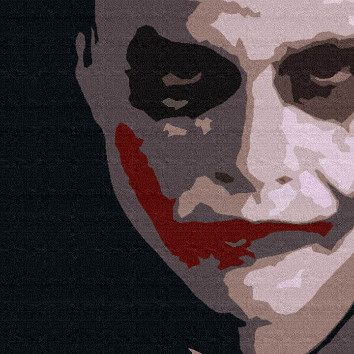 Ručno slikan slika na platnu s motivom JOKER u crnih nijansama, filmski svijet | Ručno slikan POP Art slika JOKER – proizvod, pogled 2