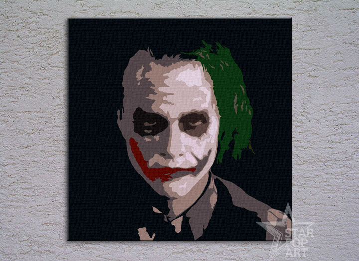 Ručno slikan slika na platnu s motivom JOKER u crnih nijansama, filmski svijet | Ručno slikan POP Art slika JOKER – proizvod