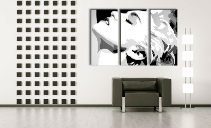 Ručno slikan slika na platnu s motivom MADONNA u bijelo-crnih nijansama, dramatična atmosfera, holivudski glamur i slava | Ručno slikan POP Art slika MADONNA – glavna