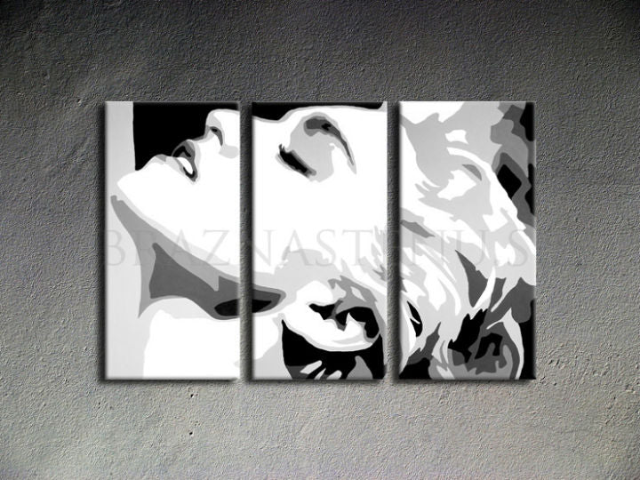 Ručno slikan slika na platnu s motivom MADONNA u bijelo-crnih nijansama, dramatična atmosfera, holivudski glamur i slava | Ručno slikan POP Art slika MADONNA – proizvod