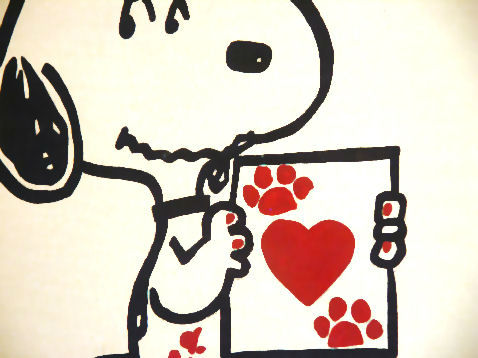 Ručno slikan slika na platnu s motivom SNOOPY, srce u bijelo-crnih nijansama, razigrana atmosfera, ljubav i nostalgija | Ručno slikan POP Art slika SNOOPY – proizvod, pogled 2