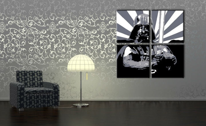 Ručno slikan slika na platnu u crno-bijelih nijansama | Ru��ne slikan POP Art slika STAR WARS, pop kultura i ikonografija – pregled