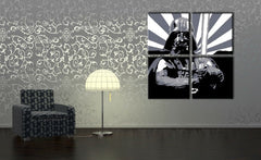 Ručno slikan slika na platnu u crno-bijelih nijansama | Ru��ne slikan POP Art slika STAR WARS, pop kultura i ikonografija – pregled