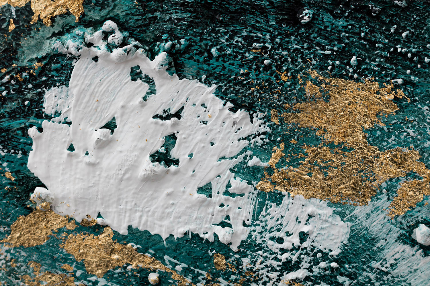 Ručno slikan slika na platnu s motivom pejzaž, mapa, priroda u bijelo-plavih nijansama, mirna atmosfera, priroda i rast i razvoj, pogodan za dnevnog boravka – proizvod, pogled 4