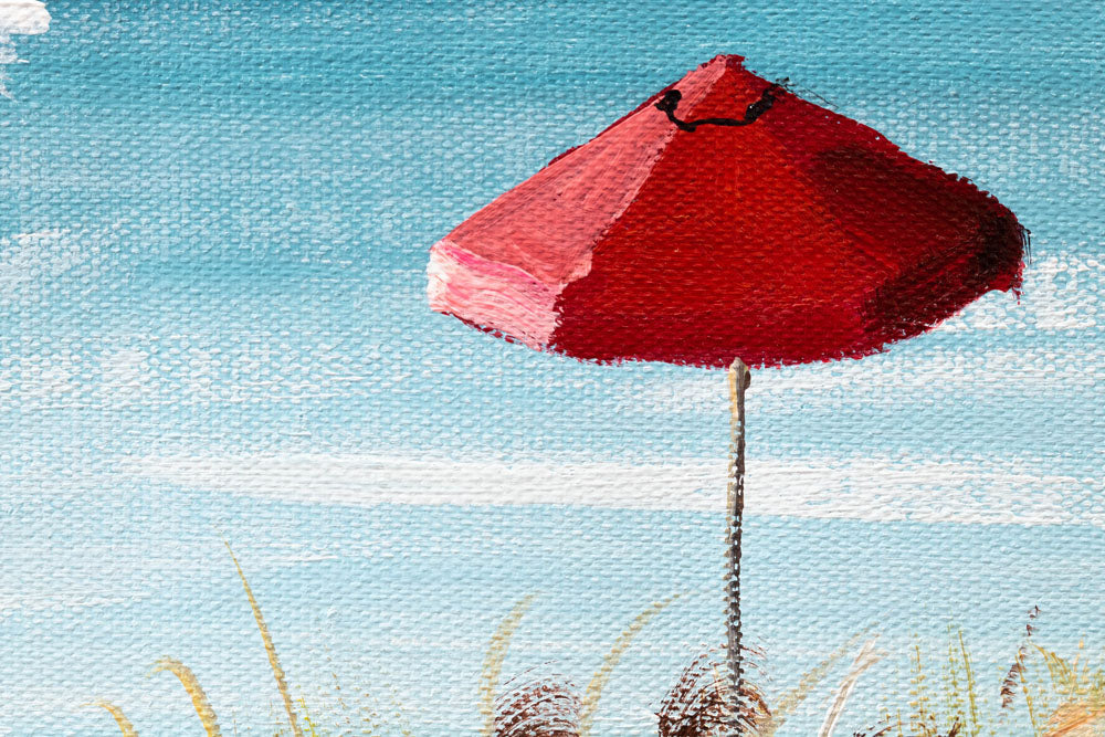 U boho stilu slika na platnu s motivom PLAŽA, okean, more i plaža u bijelo-bežih nijansama, mirna atmosfera, primorski život, pogodan za spavaće sobe – proizvod, pogled 2