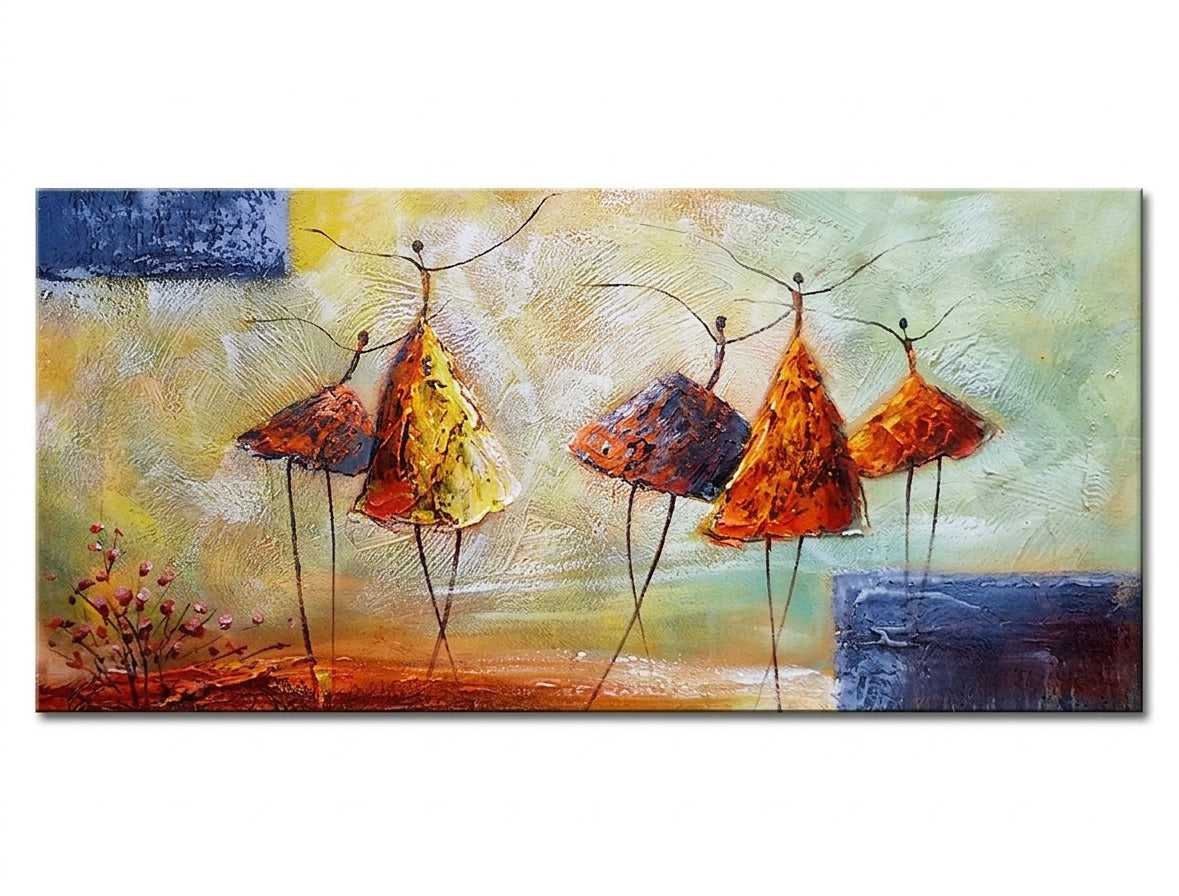 Ručno oslikana zidna slika PLESAČI 40 x 80 cm