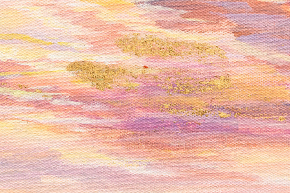 U boho stilu slika na platnu s motivom ZALAZAK SUNCA, okean, nebo, oblaci, more i plaža u ljubičasto-plavih nijansama, mirna atmosfera, pogodan za hodnika – proizvod, pogled 3