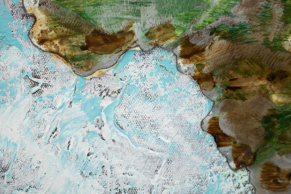 Ručno slikan slika na platnu s motivom ZEM, mapa svijeta, putnički motiv, mapa, priroda u bijelo-smeđih nijansama, mirna atmosfera, pogodan za radne sobe – proizvod, pogled 4