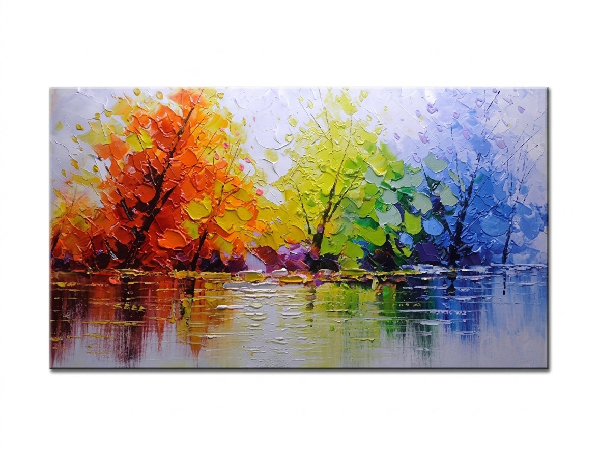 Ručno oslikana zidna umjetnost STROMY 130 x 70 cm