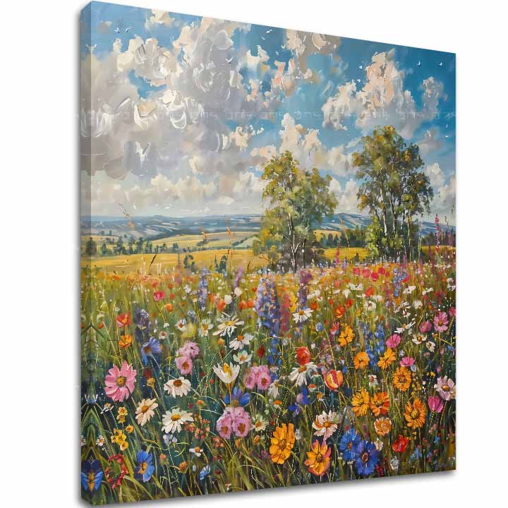 Slika Ljetna livada – 3D canvas gallery-wrap platno ručno dorađeno akrilom, detalji teksture