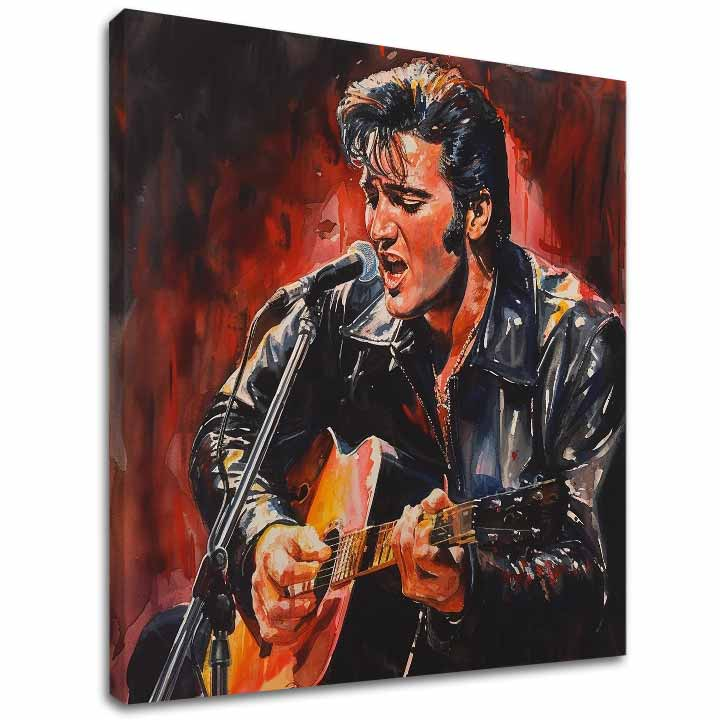 Slika Elvis Presley – slikarski portret Kralja rock and rolla, 3D canvas gallery-wrap ručno dorađen akrilom