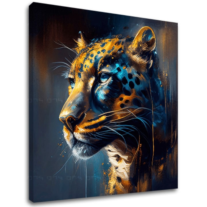 Set Safari Gold – Gracija jaguara, 3D canvas gallery-wrap platno ručno dorađeno akrilnim bojama
